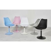 Chaise design pivotante 'Tulipe Kolor' blanche pied central - Set de 2