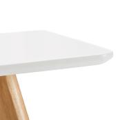 Table à dîner / bureau droit scandinave 'Bolnäss Small' plateau en bois blanc 4 pieds en bois naturel – 120 x 80 cm