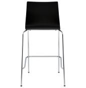 Tabouret de snack mi-hauteur 'Kadra Mini' noir 4 pieds et repose pieds en métal chromé dossier haut