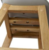 Tabouret de bar design scandinave 'Topo' gris avec 4 pieds en bois naturel et dossier haut