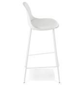 Tabouret de snack mi-hauteur 'Tekno Mini' blanc avec 4 pieds en métal blanc et dossier haut