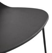 Tabouret de bar empilable design 'Great' noir 4 pieds en métal noir dossier haut