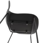 Tabouret de snack mi-hauteur empilable 'Great Mini' noir 4 pieds repose pieds métal dossier haut