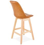 Tabouret de snack mi-hauteur scandinave 'Chairman Mini' marron 4 pieds en bois et dossier haut