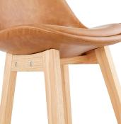 Tabouret de snack mi-hauteur scandinave 'Chairman Mini' marron 4 pieds en bois et dossier haut