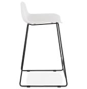 Tabouret de snack mi-hauteur 'Steelblack Mini' blanc repose pieds tréteaux métal noir dossier bas