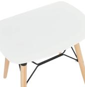 Tabouret bas scandinave 'Solo' blanc avec 4 pieds en bois naturel