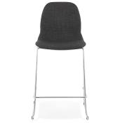 Tabouret de snack mi-hauteur empilable 'Verk Mini' tissu gris foncé 4 pieds en métal chromé dossier haut