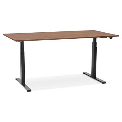 Bureau design assis-debout électrique 'SMALL SEMPLICE' noyer pieds en métal noir - 140 x 70 cm