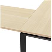 Bureau d'angle design 'MEET L' plateau en bois naturel avec pieds en métal noir - 160 cm
