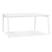 Bureau de direction design 'INCONTRO MINI' plateau blanc en bois pieds en métal blanc - 160 x 80 cm