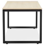 Bureau droit design 'MEET SMALL' plateau en bois naturel avec pieds en métal noir - 160 x 80 cm