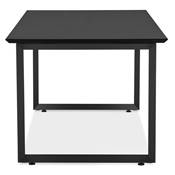 Bureau droit design 'SMART' plateau noir en bois avec pieds en métal noir - 180 x 90 cm