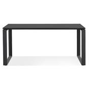Bureau droit design 'MEET SMALL' plateau en bois noir avec pieds en métal noir - 160 x 80 cm