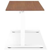 Bureau droit réglable en hauteur design 'MODULARE MINI' en noyer pieds en métal blanc - 140 x 70 cm