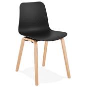 Chaise scandinave design 'Parkwood' noire avec 4 pieds en bois naturel