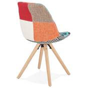 Chaise scandinave design 'Gornstad' en tissu patchwork avec 4 pieds en bois naturel