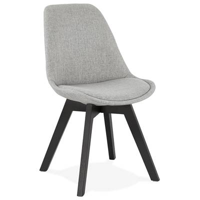 Chaise de cuisine / salle à manger scandinave 'Blackstad' en tissu gris clair 4 pieds en bois noir