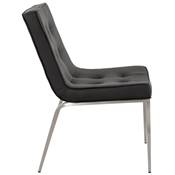 Chaise design capitonnée 'Fyllig' noire avec 4 pieds en inox brossé