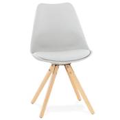 Chaise scandinave design 'Sueden' grise avec 4 pieds en bois naturel