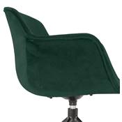 Chaise design à accoudoirs 'TICKY' en velours vert avec 4 pied en métal noir