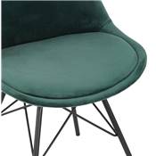 Chaise design style baroque 'GORD' en velours vert et 4 pieds avec croisillons en métal noir