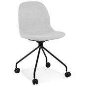 Chaise de bureau à roulettes design 'BLACK RULES' en tissu gris clair avec pied en métal noir
