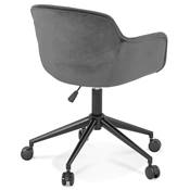 Chaise design de bureau à roulette 'SOFT' en velours gris avec 5 pieds en métal noir