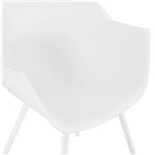 Chaise style industriel design à accoudoirs 'EXPO' blanche avec 4 pieds en métal blanc