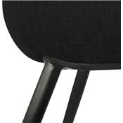 Chaise design lounge à accoudoirs 'NICE' en tissu noir avec 4 pieds en métal noir