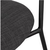 Chaise design lounge à accoudoirs 'KOL' en tissu gris foncé avec 4 pieds en métal noir