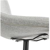 Chaise design style industriel 'PERRY' en tissu gris clair avec 4 pieds en métal noir