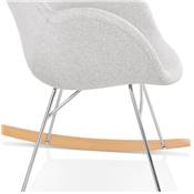 Chaise à bascule design scandinave à accoudoirs 'GUNGSTÖL' tissu gris clair pieds bois métal chromé