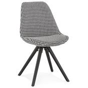 Chaise vintage 'BLACK FIRENZA' en tissu pied de poule et pieds en bois noir