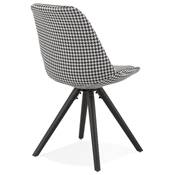 Chaise vintage 'BLACK FIRENZA' en tissu pied de poule et pieds en bois noir
