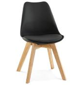 Chaise scandinave design 'Halmstad' noire avec 4 pieds en bois naturel