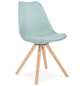 Chaise scandinave design 'Sueden' bleue avec 4 pieds en bois naturel