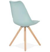 Chaise scandinave design 'Sueden' bleue avec 4 pieds en bois naturel