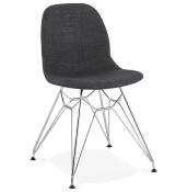 Chaise design 'Norsk Silver' en tissu gris avec 4 pieds en métal chromé