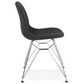 Chaise design 'Norsk Silver' en tissu gris avec 4 pieds en métal chromé