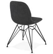 Chaise design 'Norsk Black' en tissu gris avec 4 pieds en métal noir