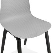 Chaise design 'Parkwood Black Edition' grise avec 4 pieds en bois noir