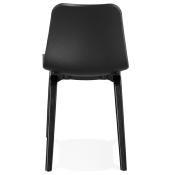 Chaise design 'Parkwood Black Edition' noire avec 4 pieds en bois noir