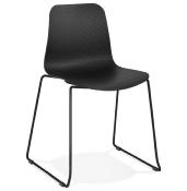 Chaise design empilable 'Style Black' noire pieds tréteaux en métal noir