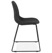 Chaise design empilable 'Teknik Black' en tissu gris foncé pieds tréteaux en métal noir