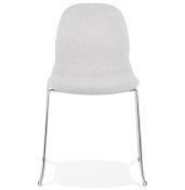 Chaise design empilable 'Teknik Silver' en tissu gris clair pieds tréteaux en métal chromé