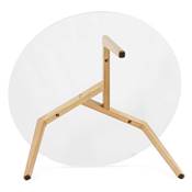 Table basse scandinave ronde 'Kölmy' plateau en verre 3 pieds en bois – Ø 90 cm