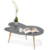 Tables basses scandinaves gigognes ovales 'Sisko' plateau bois gris 3 pieds en bois – 116 x 66 cm