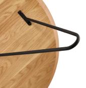 Table basse style industriel ronde 'Cooper' plateau en bois 4 pieds en métal noir - Ø 80 cm