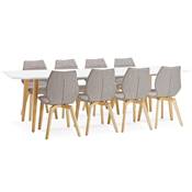 Table à diner / de réunion extensible scandinave 'Svenssen' blanche 4 pieds bois – 170(270) x 100 cm